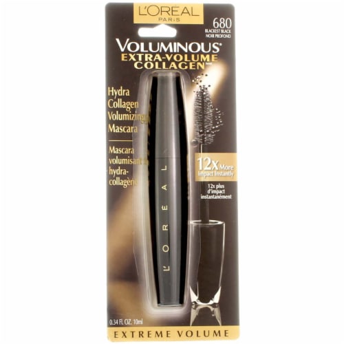 L'ORÉAL PARIS Voluminous Extra-Volume Collagen Mascara, 680 Blackest Black, 0.34 Ounces