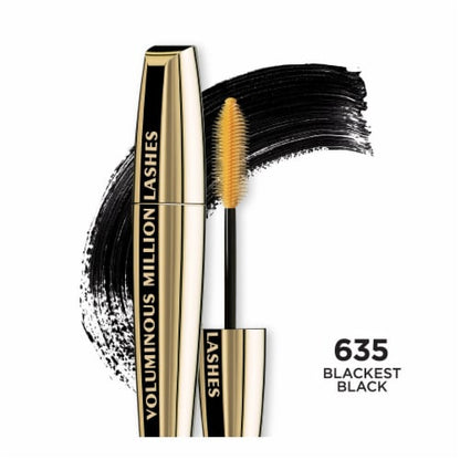 L'ORÉAL PARIS Voluminous Million Lashes Mascara, 635 Blackest Black, 0.32 fl. oz.