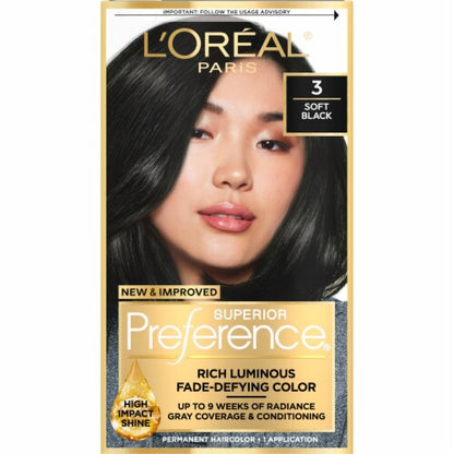 L'ORÉAL PARIS Superior Preference Permanent Hair Color, 3 Soft Black, 6.5 fl. oz.