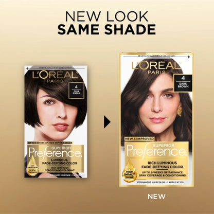 L'ORÉAL PARIS Superior Preference Permanent Hair Color, 4 Dark Brown, 6.5 fl. oz.