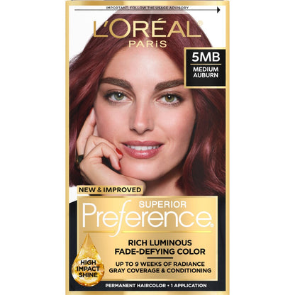L'ORÉAL PARIS Superior Preference Permanent Hair Color, 4R Dark Auburn, 6.5 fl. oz.