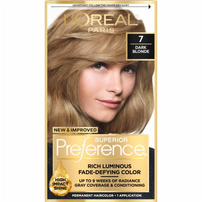 L'ORÉAL PARIS Superior Preference Permanent Hair Color, 7 Dark Blonde, 6.5 fl. oz.