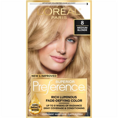 L'ORÉAL PARIS Superior Preference Permanent Hair Color, 8G Golden Blonde, 6.5 fl. oz.