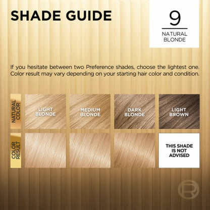 L'ORÉAL PARIS Superior Preference Permanent Hair Color, 9 Natural Blonde, 6.5 fl. oz.