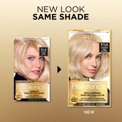 L'ORÉAL PARIS Superior Preference Permanent Hair Color, 9.5A Lightest Ash Blonde, 6.5 fl. oz.