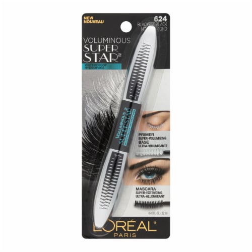 L'ORÉAL PARIS Voluminous Superstar Red Carpet Waterproof Mascara, 624 Waterproof Blackest Black, 0.41 fl. oz.