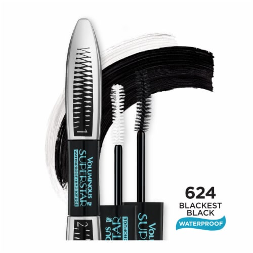 L'ORÉAL PARIS Voluminous Superstar Red Carpet Waterproof Mascara, 624 Waterproof Blackest Black, 0.41 fl. oz.