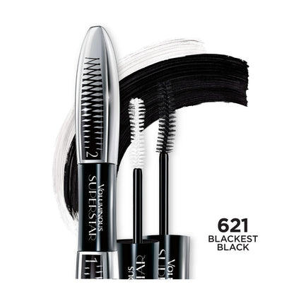L'ORÉAL PARIS Voluminous Superstar Red Carpet Washable Mascara, 621 Blackest Black, 0.41 fl. oz.