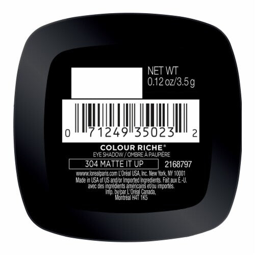 L'ORÉAL PARIS Colour Riche Monos Eyeshadow, 304 Matte It Up, 0.12 oz.