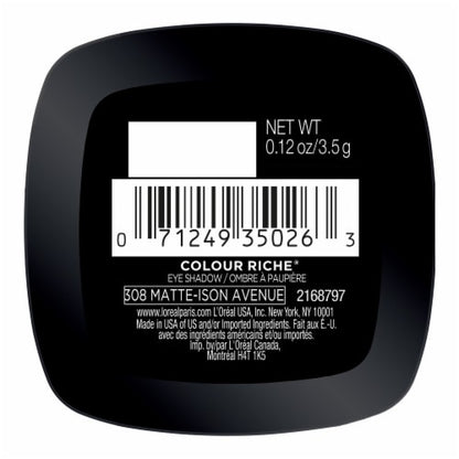 L'ORÉAL PARIS Colour Riche Monos Eyeshadow, 308 Matte-Ison Avenue, 0.12 oz.