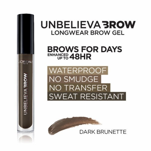 L'ORÉAL PARIS Unbelieva-Brow Longwear Waterproof Tinted Brow Gel, 575 Dark Brunette, 0.15 fl. oz.
