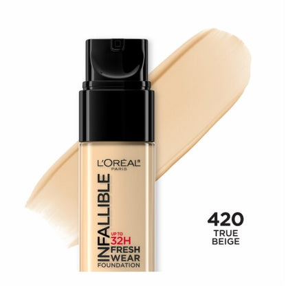 L'ORÉAL PARIS Infallible 32 Hour Fresh Wear Lightweight Foundation, 420 True Beige, 1 oz.