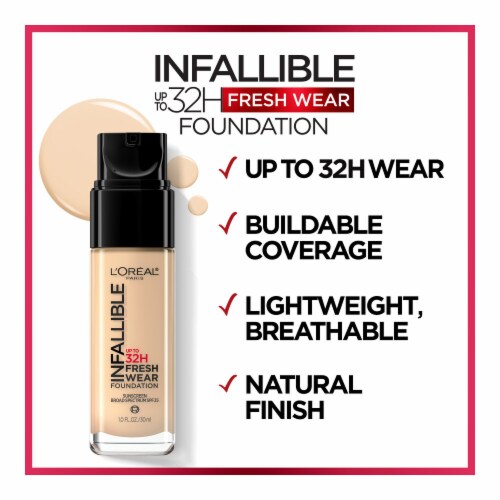 L'ORÉAL PARIS Infallible 32 Hour Fresh Wear Lightweight Foundation, 475 Sun Beige, 1 oz.
