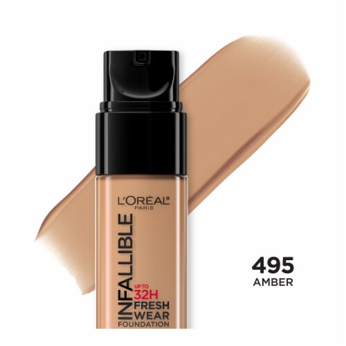 L'ORÉAL PARIS Infallible 32 Hour Fresh Wear Lightweight Foundation, 495 Amber, 1 oz.