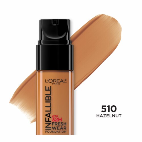 L'ORÉAL PARIS Infallible 32 Hour Fresh Wear Lightweight Foundation, 510 Hazelnut, 1 oz.