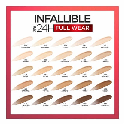 L'ORÉAL PARIS Infallible Full Wear Concealer Waterproof, Full Coverage, 410 Almond, 0.33 fl. oz.
