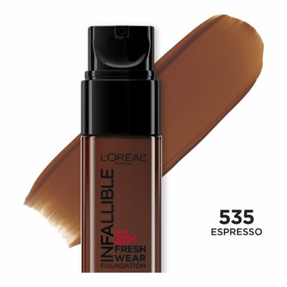 L'ORÉAL PARIS Infallible 32 Hour Fresh Wear Lightweight Foundation, 535 Espresso, 1 fl oz