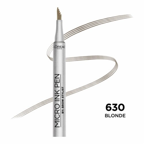 L'ORÉAL PARIS Brow Stylist Micro Ink Pen by Brow Stylist, Up to 48HR Wear, 630 Blonde, 0.03 fl oz