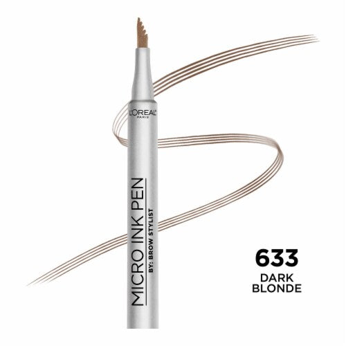 L'ORÉAL PARIS Brow Stylist Micro Ink Pen by Brow Stylist, Up to 48HR Wear, 633 Dark Blonde, 0.03 fl oz
