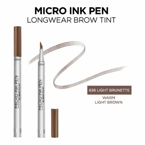 L'ORÉAL PARIS Brow Stylist Micro Ink Pen by Brow Stylist, Up to 48HR Wear, 636 Light Brunette, 0.03 fl oz