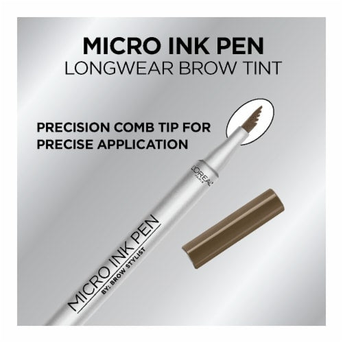 L'ORÉAL PARIS Brow Stylist Micro Ink Pen by Brow Stylist, Up to 48HR Wear, 639 Brunette, 0.033 fl. oz.