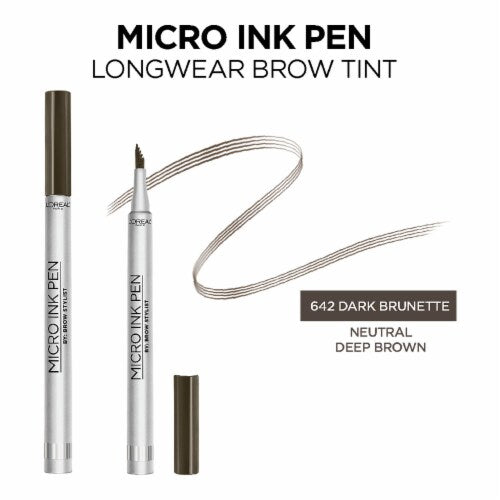L'ORÉAL PARIS Brow Stylist Micro Ink Pen by Brow Stylist, Up to 48HR Wear, 642 Dark Brunette, 0.03 fl oz