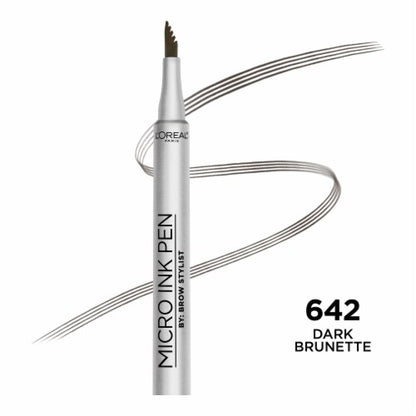 L'ORÉAL PARIS Brow Stylist Micro Ink Pen by Brow Stylist, Up to 48HR Wear, 642 Dark Brunette, 0.03 fl oz