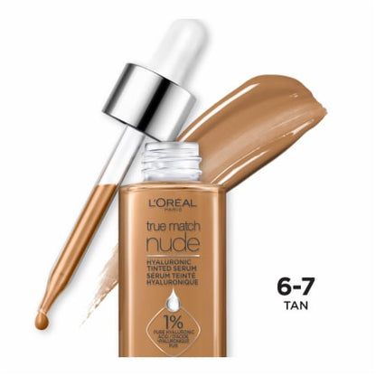 L'ORÉAL PARIS True Match Hyaluronic Tinted Serum Foundation Skincare Hybrid, 7-8 Tan Deep, 1 fl oz