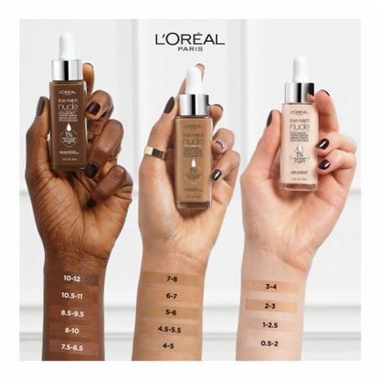 L'ORÉAL PARIS True Match Hyaluronic Tinted Serum Foundation Skincare Hybrid, 1-2.5 Rosy Light, 1 fl oz