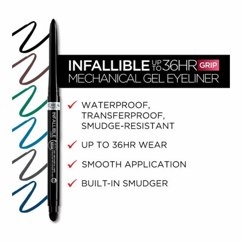 L'ORÉAL PARIS Infallible Grip Mechanical Gel Makeup Eyeliner, 220 Brown Denim, 0.01 oz