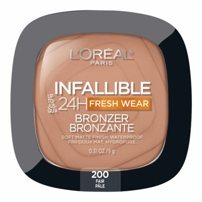 L'ORÉAL PARIS Infallible Up to 24H Fresh Wear Soft Matte Bronzer, 200 Fair, 0.31 oz