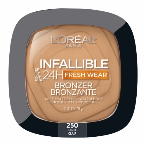 L'ORÉAL PARIS Infallible Up to 24H Fresh Wear Soft Matte Bronzer, 250 Light , 0.31 oz