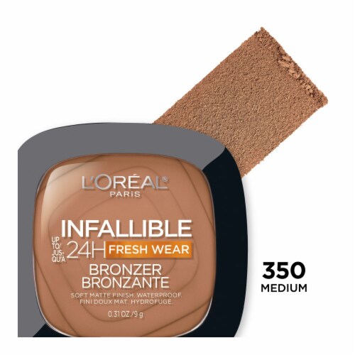 L'ORÉAL PARIS Infallible Up to 24H Fresh Wear Soft Matte Bronzer, 350 Medium, 0.31 oz