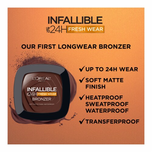 L'ORÉAL PARIS Infallible Up to 24H Fresh Wear Soft Matte Bronzer, 450 Deep Tan, 0.31 oz