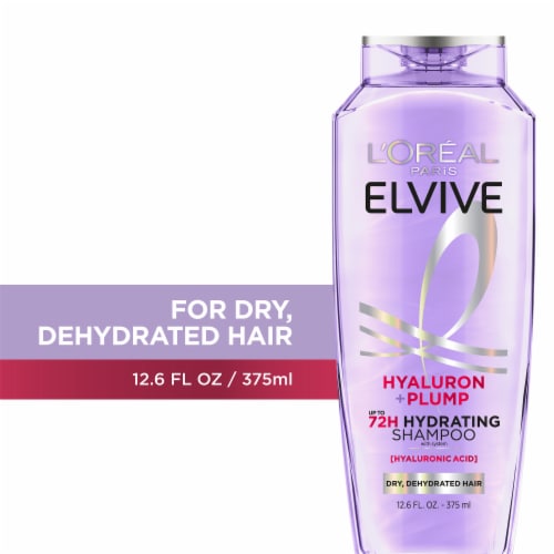 L'ORÉAL PARIS Elvive Hyaluron + Plump Hydrating Shampoo for Dehydrated and Dry Hair, 12.6 fl oz