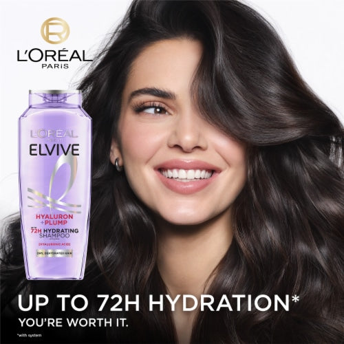 L'ORÉAL PARIS Elvive Hyaluron + Plump Hydrating Shampoo for Dehydrated and Dry Hair, 12.6 fl oz