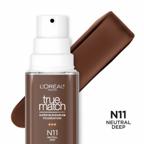 L'ORÉAL PARIS True Match Super-Blendable Foundation, Medium Coverage, N11, Deep, 1 fl. oz.