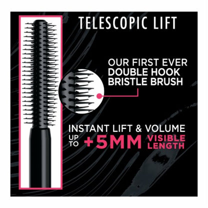L'ORÉAL PARIS Telescopic Lift Volumizing Washable Mascara, 990 Blackest Black, 0.33 fl. oz.
