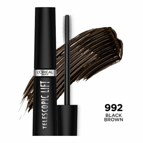 L'ORÉAL PARIS Telescopic Lift Volumizing Washable Mascara, 992 Black Brown, 0.33 fl. oz.