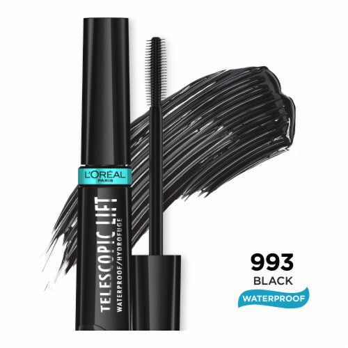 L'ORÉAL PARIS Telescopic Lift Volumizing Waterproof Mascara, 993 Waterproof Black, 0.33 fl. oz.