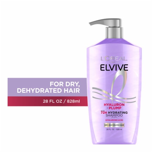 L'ORÉAL PARIS Elvive Hyaluron + Plump Hydrating Shampoo for Dehydrated and Dry Hair, 12.6 fl oz