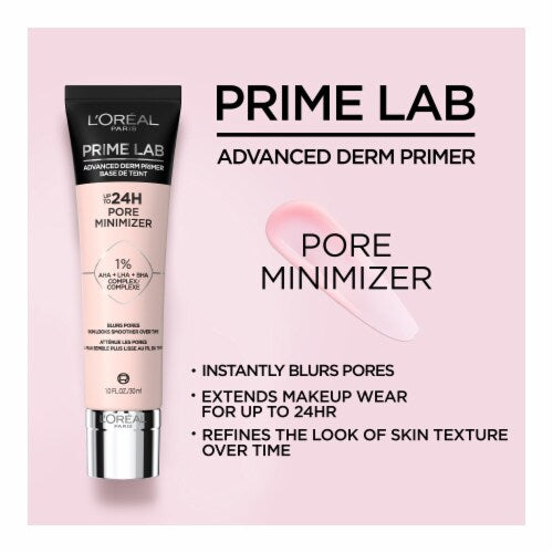 L'ORÉAL PARIS Prime Lab Up to 24HR Pore Minimizer Primer, Pore Minimizer, 1 fl oz