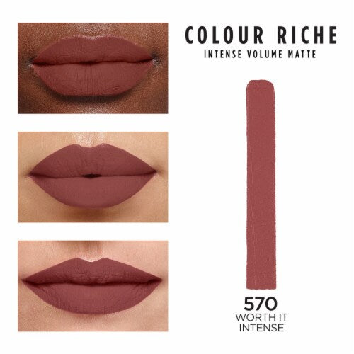 L'ORÉAL PARIS Colour Riche Intense Volume Matte Lipstick, 570 Worth It Intense, 0.06 oz
