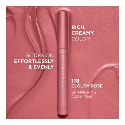 L'ORÉAL PARIS Le Shadow Stick Blendable Cream Eyeshadow Stick, 118 Cloudy Rose, 0.049 oz