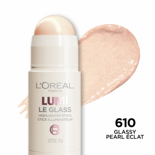 L'ORÉAL PARIS Lumi Le Glass Highlighter Stick, 610 Glassy Pearl Eclat, 0.17 oz