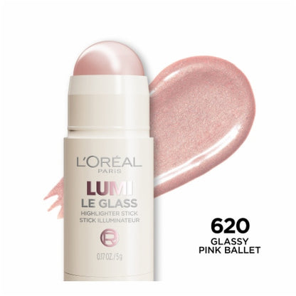 L'ORÉAL PARIS Lumi Le Glass Highlighter Stick, 620 Glassy Pink Ballet, 0.17 oz