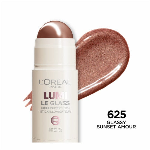 L'ORÉAL PARIS Lumi Le Glass Highlighter Stick, 625 Glassy Sunset Amour, 0.17 oz