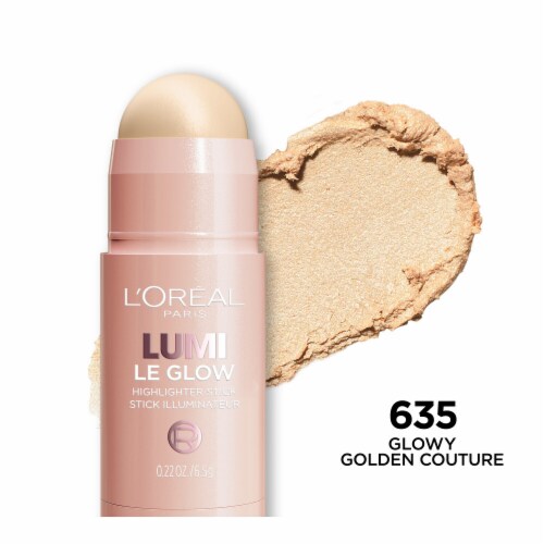 L'ORÉAL PARIS Lumi Le Glass Highlighter Stick, 635 Glowy Golden Couture, 0.17 oz
