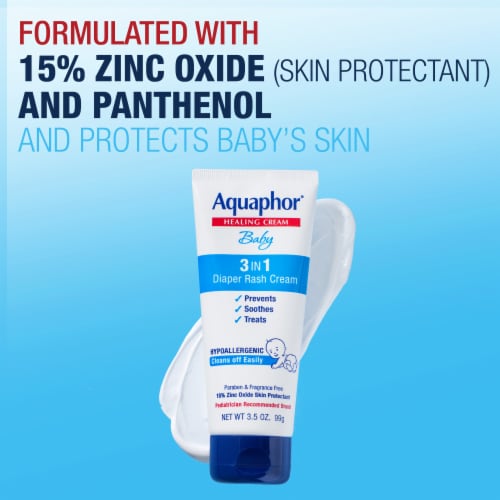 Aquaphor Baby 3-in-1 Diaper Rash Relief Cream, 3.5 oz