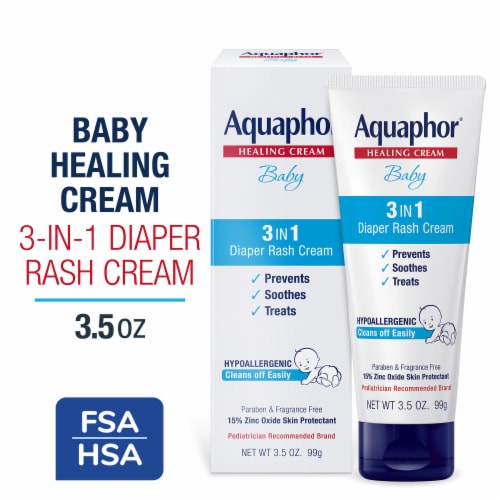 Aquaphor Baby 3-in-1 Diaper Rash Relief Cream, 3.5 oz